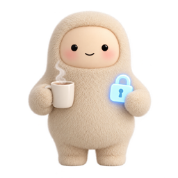 WISP avatar: WISP holding a coffee mug and a glowing padlock
